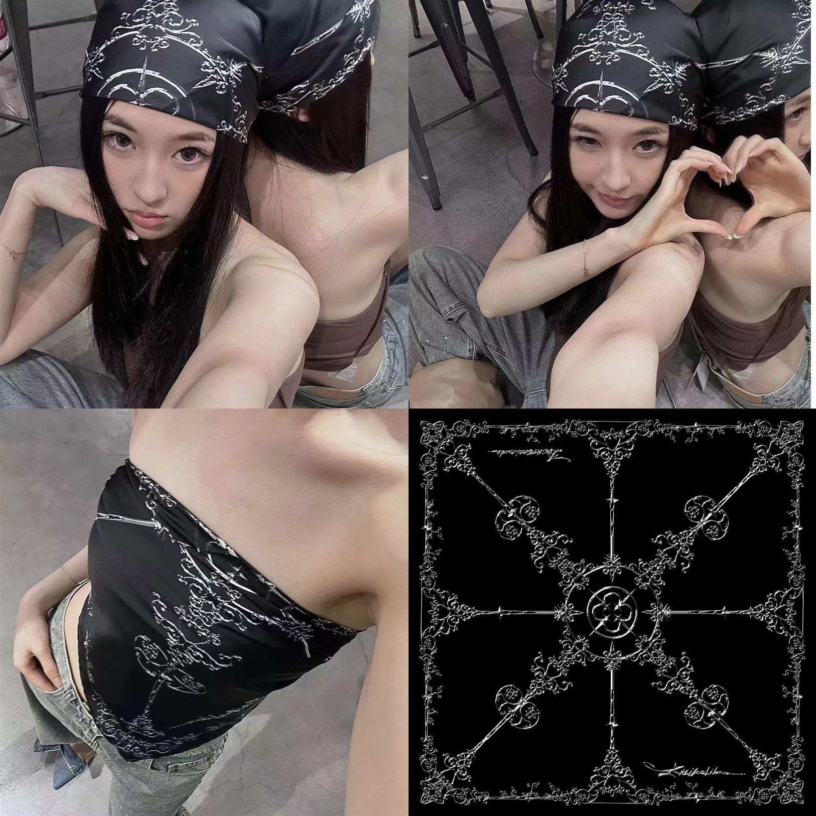 【KALIKALIKA】多功能搭配 花色真丝大方巾丝巾 头巾 方巾