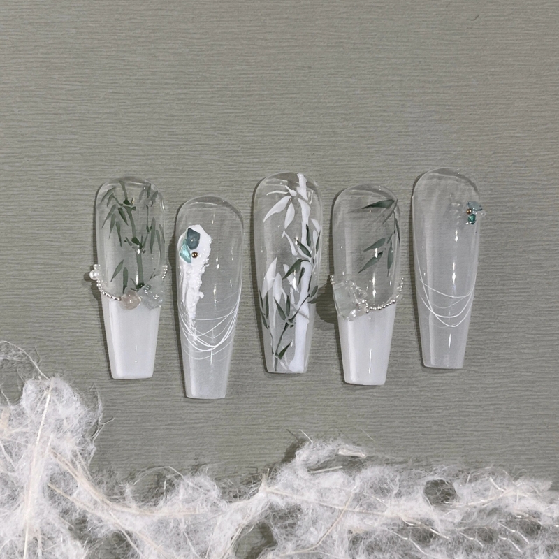 兰亭|高定国风系列清冷复古新中式竹子美甲小众可拆卸手工穿戴甲