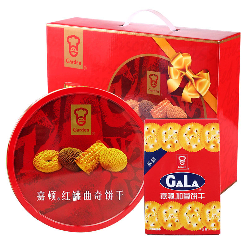 嘉顿红罐曲奇饼干480g+80g加拿饼新年货送礼品办公休闲零食品