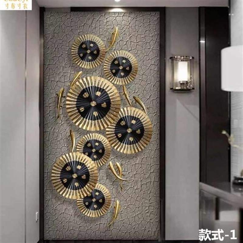 新式5中d九体浮雕立鱼图3玄关d过道背景墙画墙纸phj墙壁布纸画8