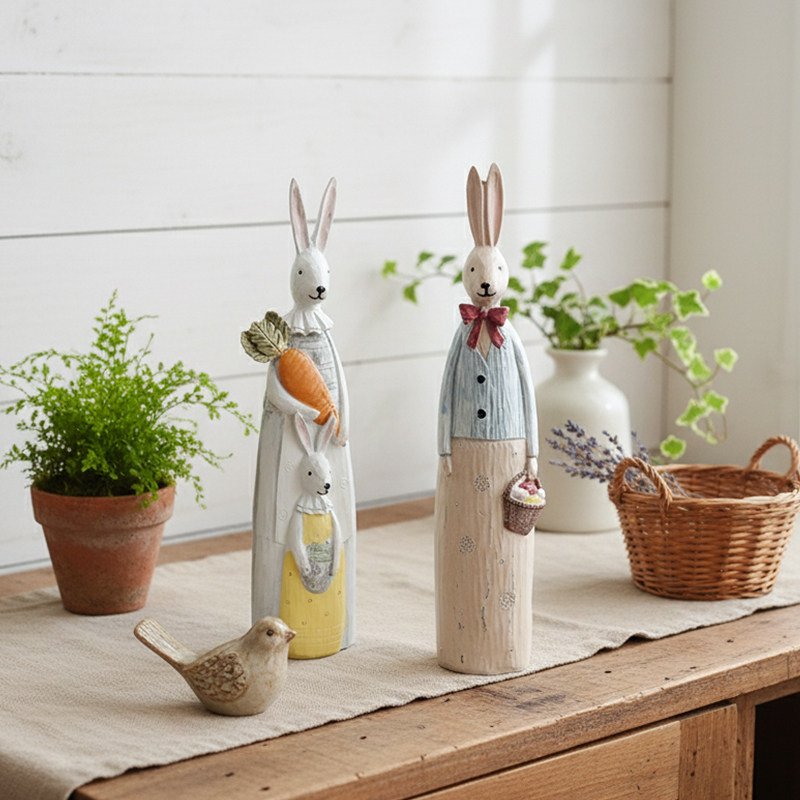 复古做旧仿木雕创意家居摆件 家居装饰品 套二情侣兔子桌面摆件,家居饰品,桌面摆件,淘宝优惠券,粉丝福利购,淘宝优惠卷