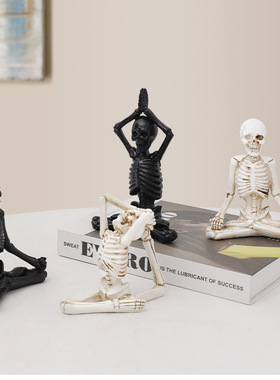 跨境热卖万圣节鬼节瑜伽骷髅人物装饰品摆件骷颅树脂工艺品小摆设