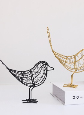 美式复古铁艺小鸟摆件办公室装饰工艺品创意家居饰品客厅酒柜摆设