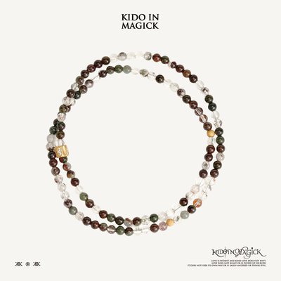 天然共生彩幽灵水晶三圈手链