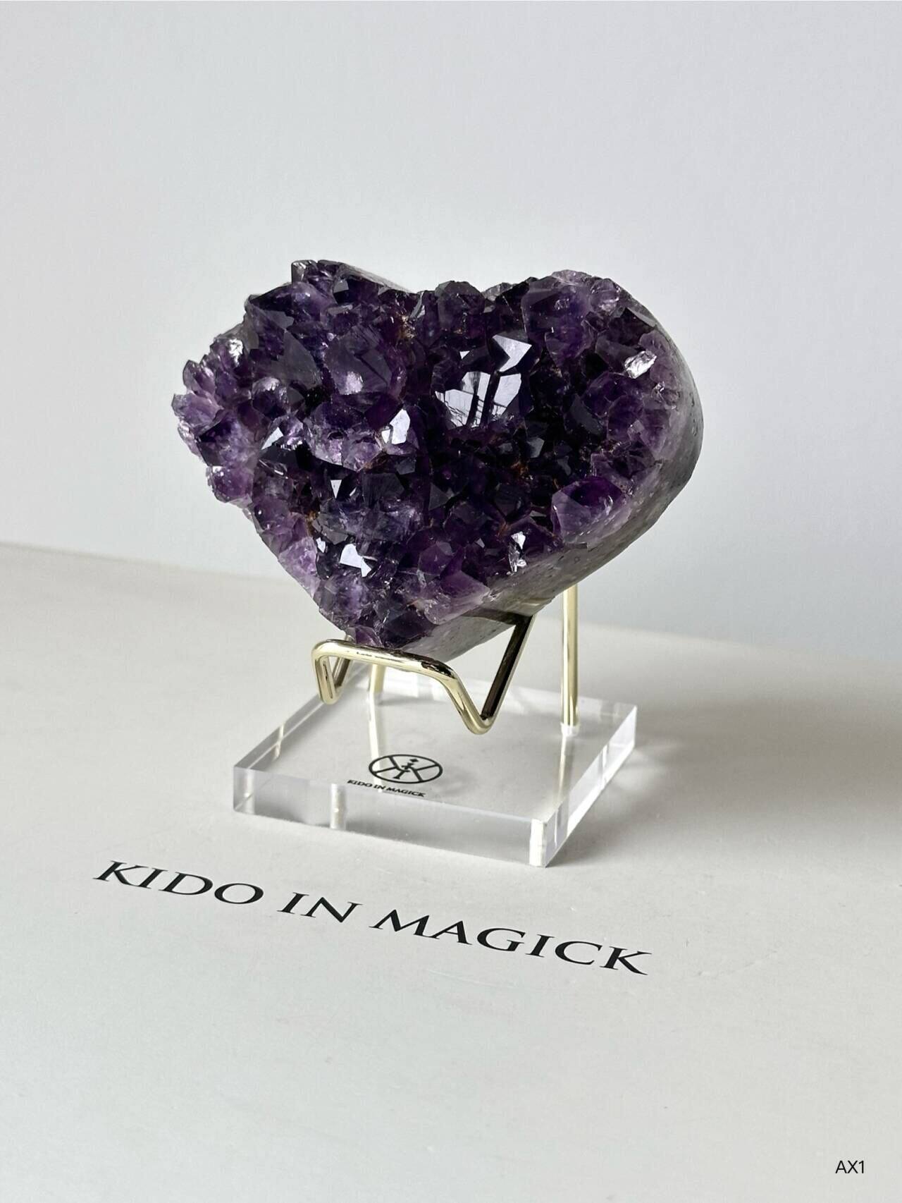 KIK秒杀孤品乌拉圭帝王紫星光爱心水晶居家手链项链消磁生意摆件