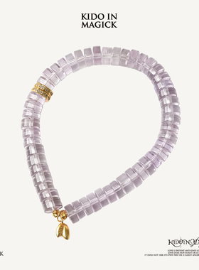 天然紫水晶切片银饰手串