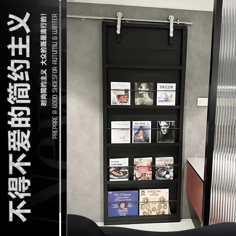 简约谷仓门书架门手推式铁艺烤漆吊轨移动门 个性铁门铁艺门
