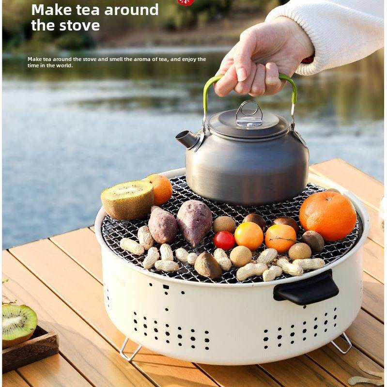多功能烧烤炉围炉煮茶户外阳台烧烤架家用取暖炉便携烧烤架炭烤炉