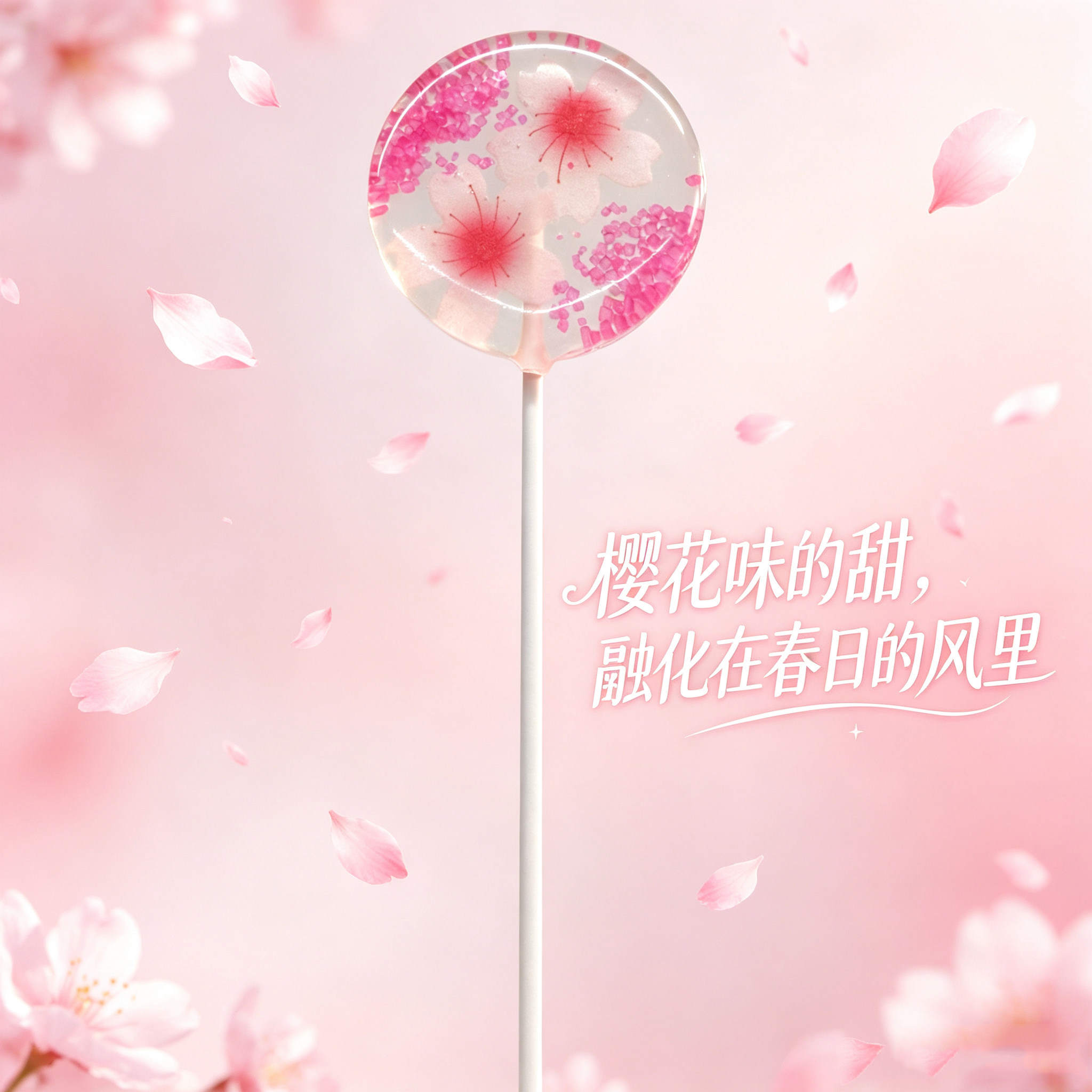 高颜值渐变樱花棒棒糖水晶立体无蔗糖少女心礼物零食盒装樱花糖果