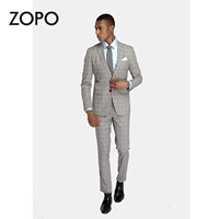 Bộ đồ vest nam mùa hè ánh sáng kẻ sọc xám kinh doanh set tây 2 nút khóa cổ áo phẳng chất lượng cao - Suit phù hợp quần âu