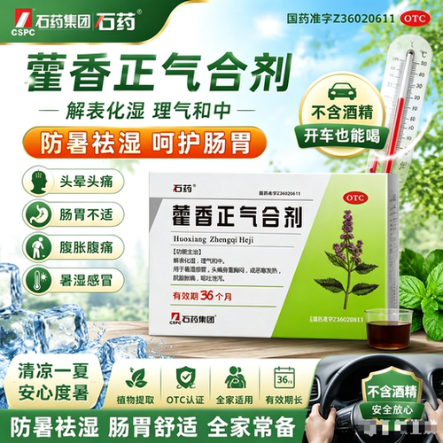 【石药】藿香正气合剂10ml*8支/盒【团购批发可开发票】