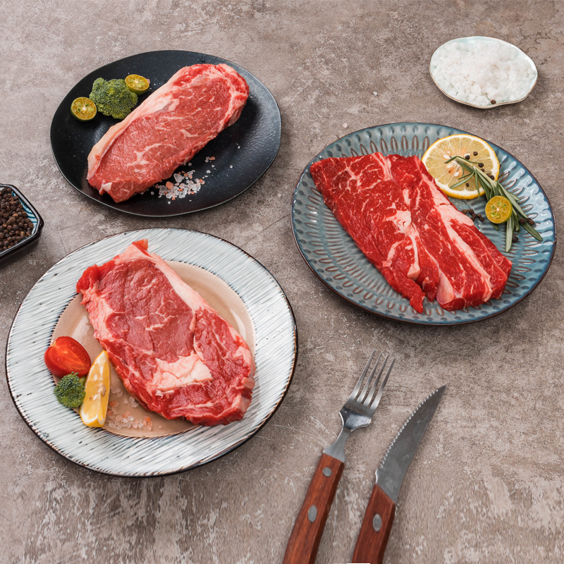 【纽澜地】新鲜M3西冷+眼肉+上脑套餐谷饲原切牛排200g*6盒