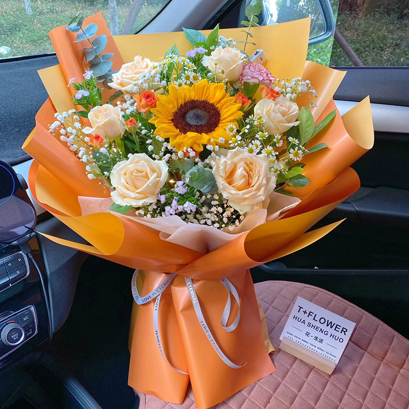全国鲜花速递同城香槟玫瑰花向日葵上海北京广州送女友生日花束店