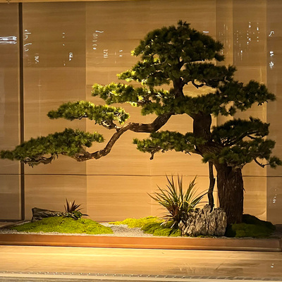 仿真迎客松造型树别墅装饰室内天井展厅景观绿植玄关造景假树