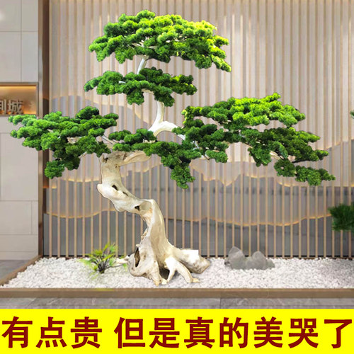 新中式仿真罗汉松假迎客松树门窗店橱窗楼梯口造景观绿植装饰摆件 - 封面