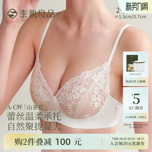 蕾丝性感纯欲内衣夏小胸聚拢上托显大收副乳细肩带无钢圈文胸罩女