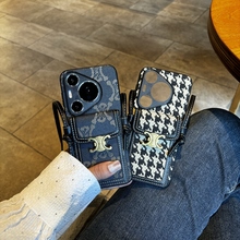 千鸟格斜挎可背带适用华为mate70 Pro+手机壳mate60pro高档奢华新款Pura 70 Ultra高级感背包式挂绳p70插卡包