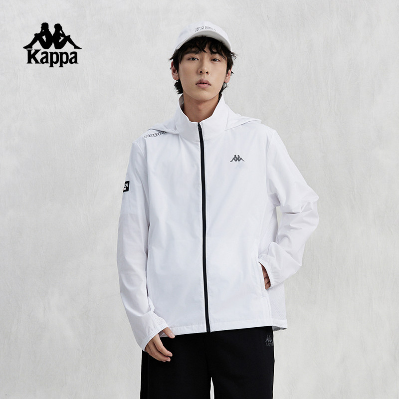 Kappa卡帕白色防晒衣2026新款男简约休闲外套防水连帽空调衫长袖