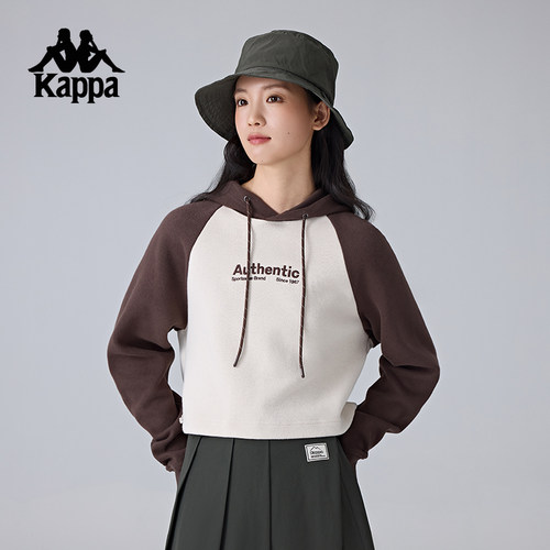 卡帕女款短款运动套头衫连帽卫衣