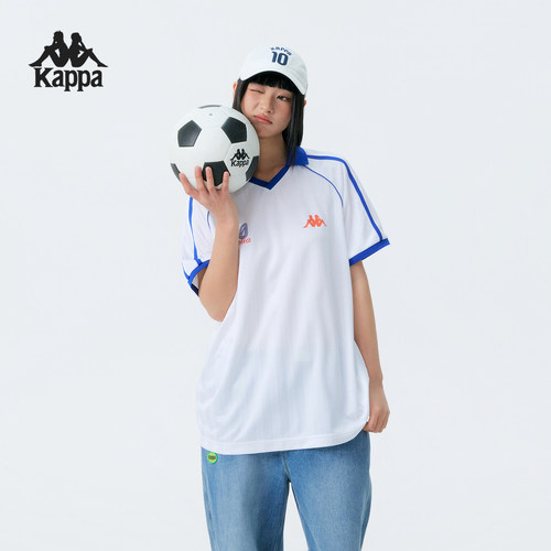 Kappa复古白色球衣风短袖POLO