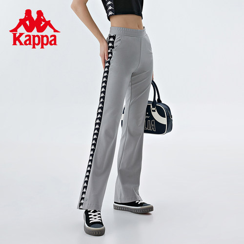 Kappa卡帕串标复古运动裤新款女潮流喇叭裤显高长裤休闲卫裤
