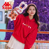 红色卫衣套头帽衫 Kappa卡帕2026春季 新年款 女运动卫衣休闲外套