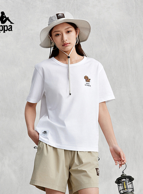 Kappa卡帕短袖2026新款女夏纯棉运动T恤印花宽松半袖K0E42TD73