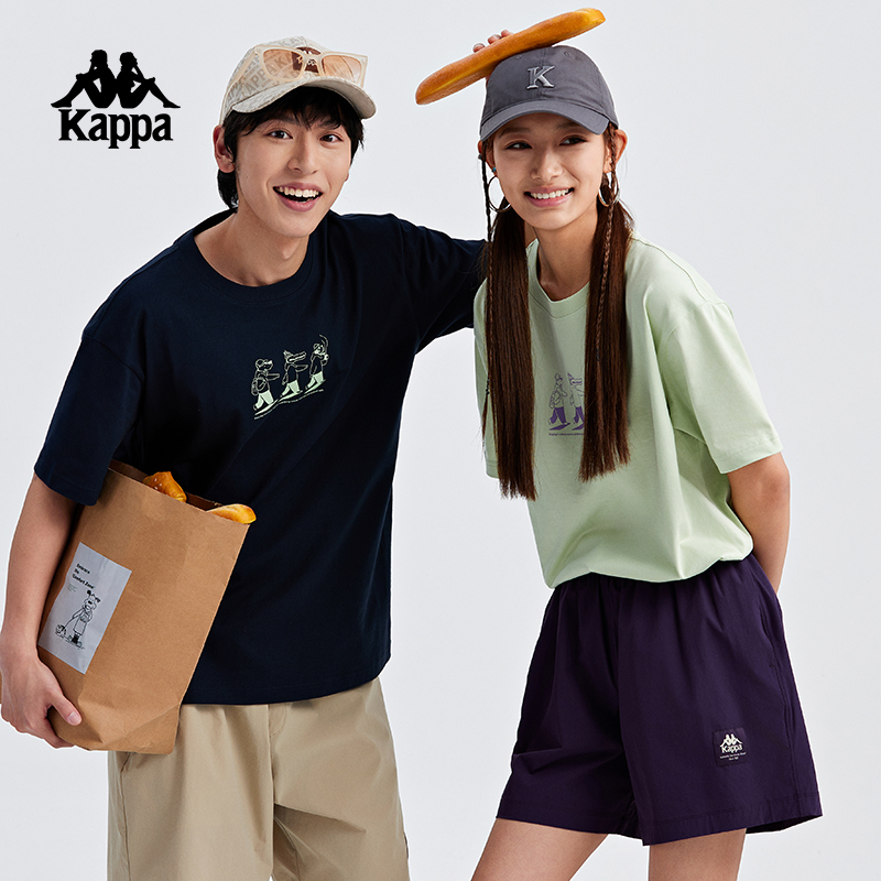 kappa卡帕背靠背纯棉短袖t恤女2025新款爆款夏季休闲运动上衣男款