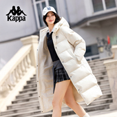 保暖长款 Kappa小腰精羽绒服 卡帕背靠背女秋冬新款 鸭绒连帽外套