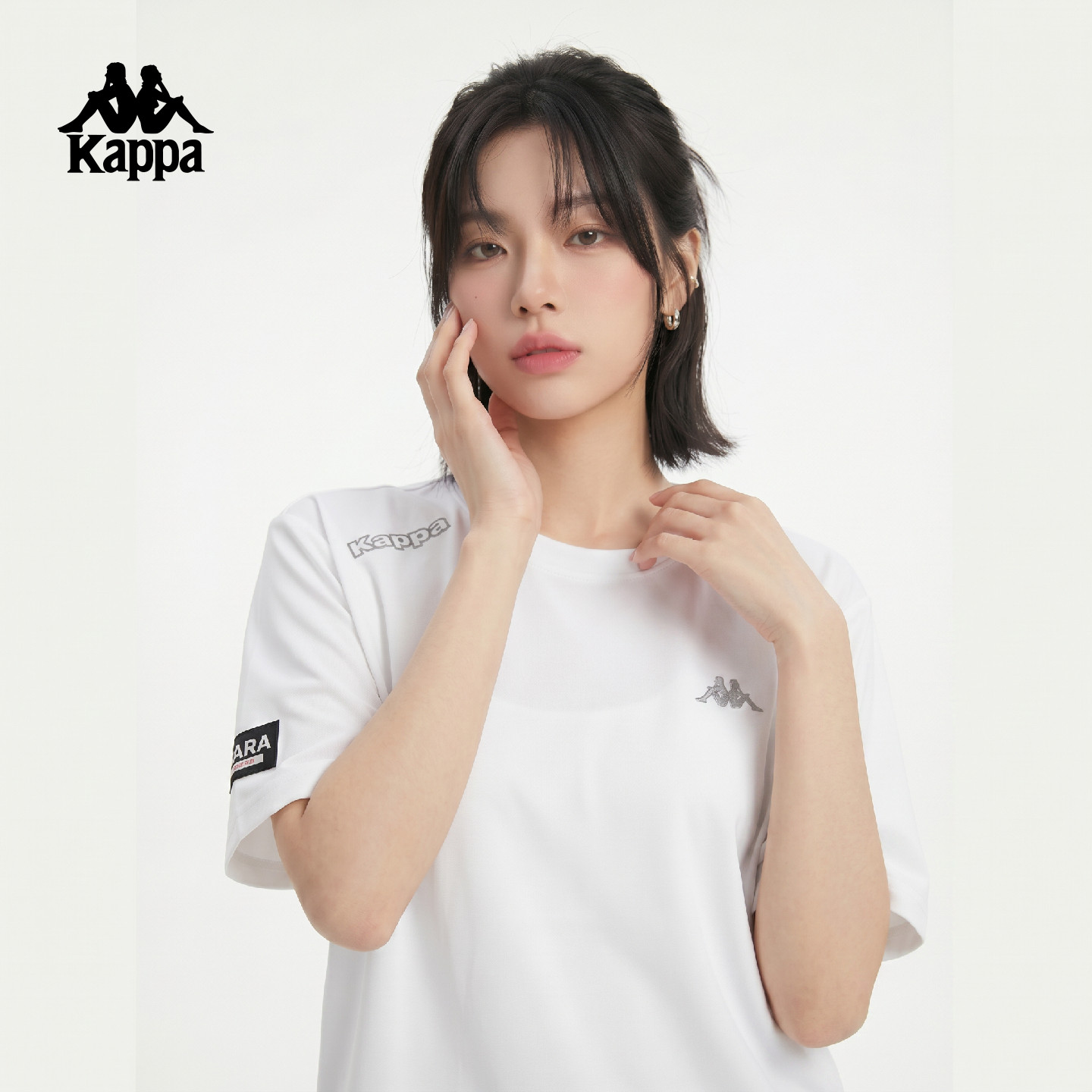 Kappa卡帕背靠背新款短袖t恤白色基础款凉感防晒女装百搭半袖上衣