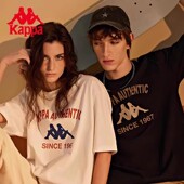 夏季 复古情侣短袖 上衣男宽松运动t恤半袖 Kappa卡帕背靠背新款 女款