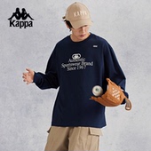kappa卡帕背靠背纯棉长袖 休闲上衣女 t恤男宽松复古运动卫衣套头衫