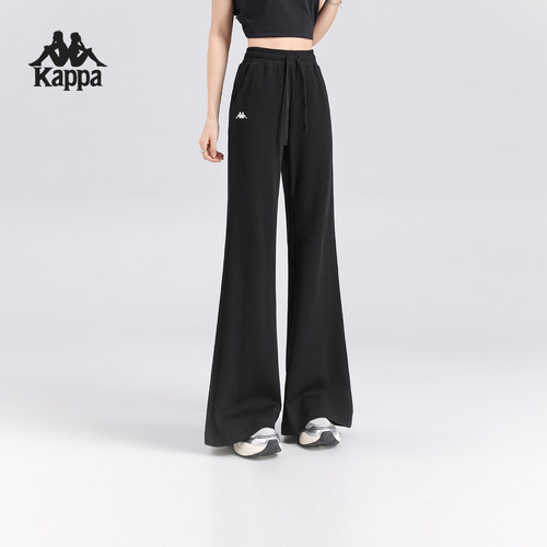 Kappa黑色高腰微喇显瘦休闲裤