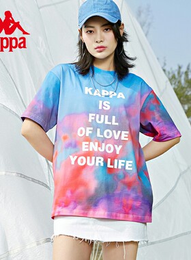 kappa卡帕现实悦镜主题新款短袖情侣印花T恤运动半袖休闲图案衫
