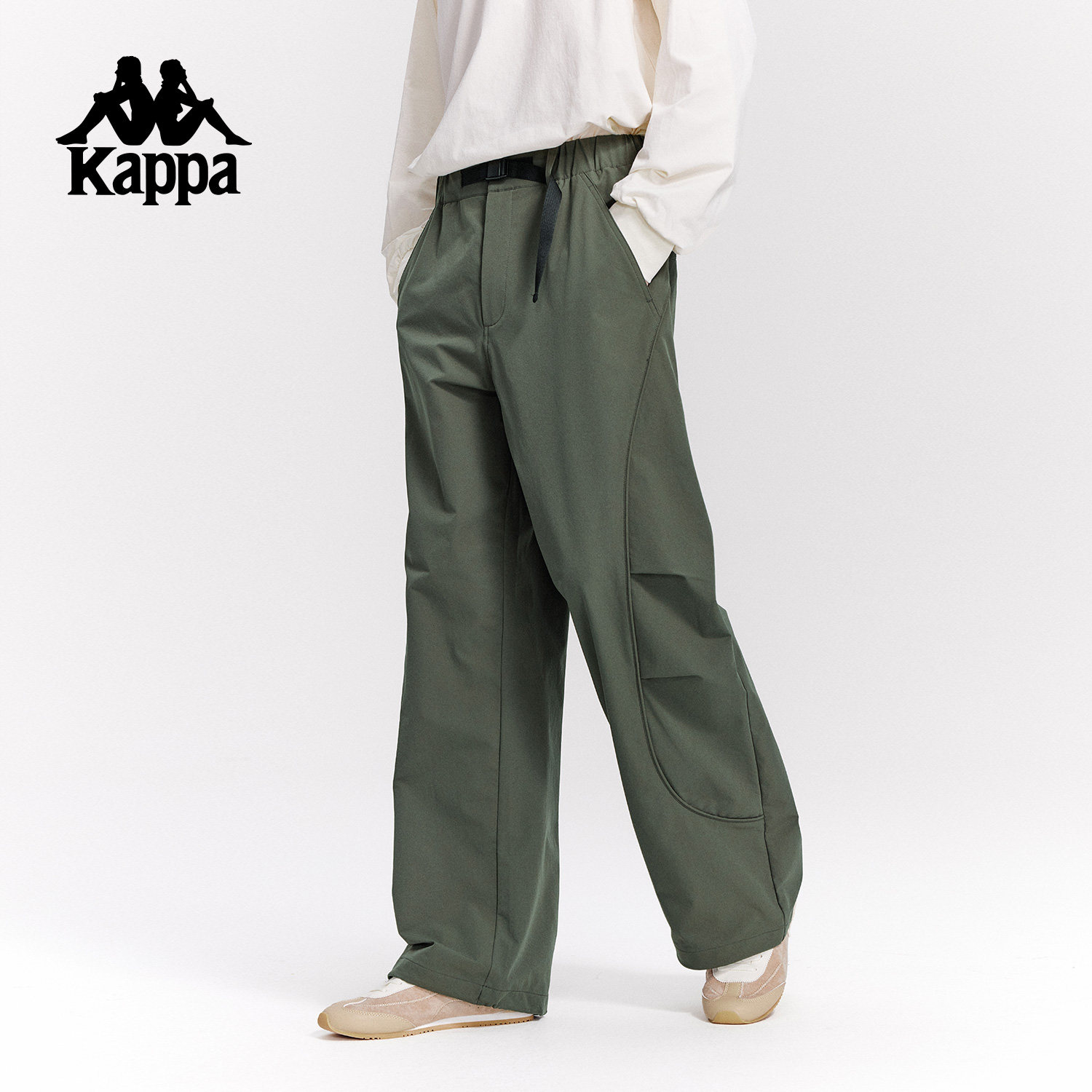 Kappa卡帕背靠背运动长裤男春季新款防风休闲伞兵裤男款阔腿裤子