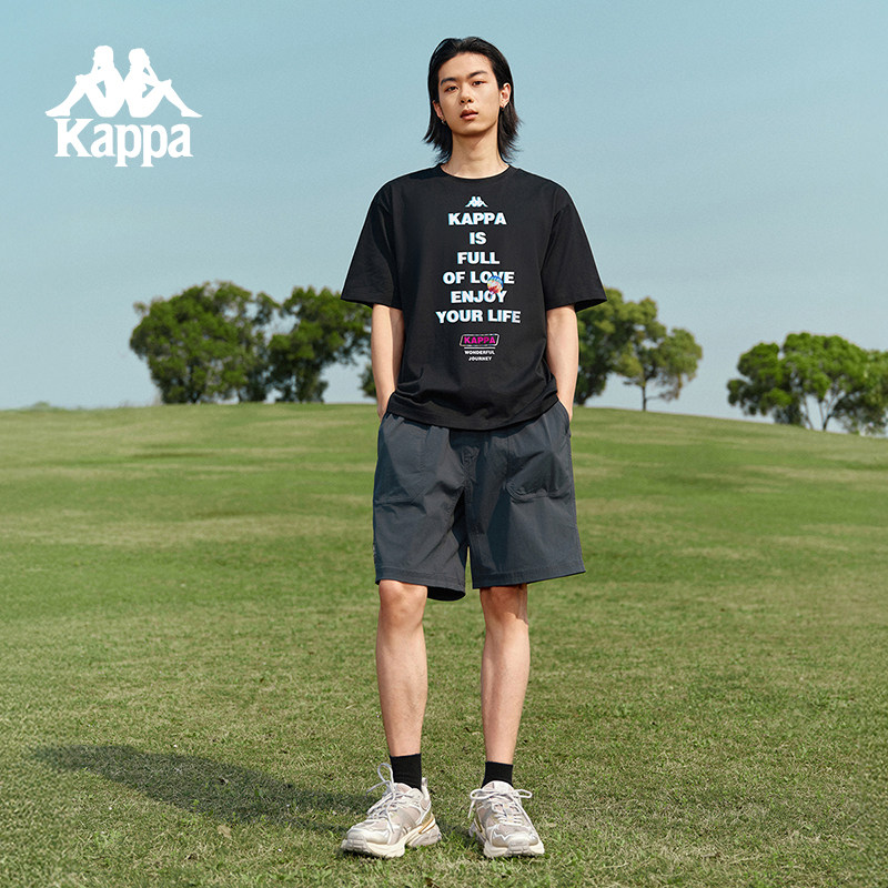 kappa卡帕2025夏季新款短袖男字母印花T恤休闲圆领运动半袖