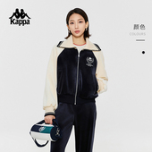 翻领运动卫衣上衣外套女款 Kappa卡帕背靠背复古针织开衫 2026新款