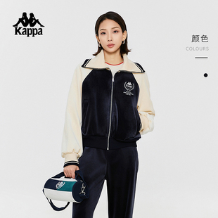 Kappa卡帕背靠背复古针织开衫2026新款翻领运动卫衣上衣外套女款