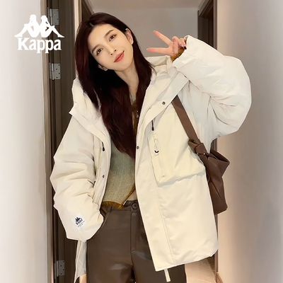 Kappa卡帕背靠背冬季羽绒服女款户外连帽运动外套男款保暖防寒服