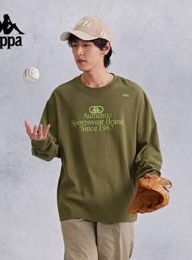 Kappa卡帕背靠背新款宽松运动卫衣纯棉长袖女情侣休闲t恤上衣男士