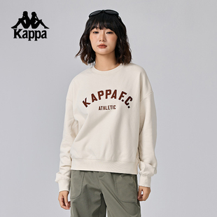 Kappa卡帕背靠背运动卫衣女2026新款春秋复古针织套头衫上衣女款