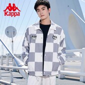 情侣男女梭织外套棋盘格长袖 Kappa卡帕背靠背夹克2026春季 新款