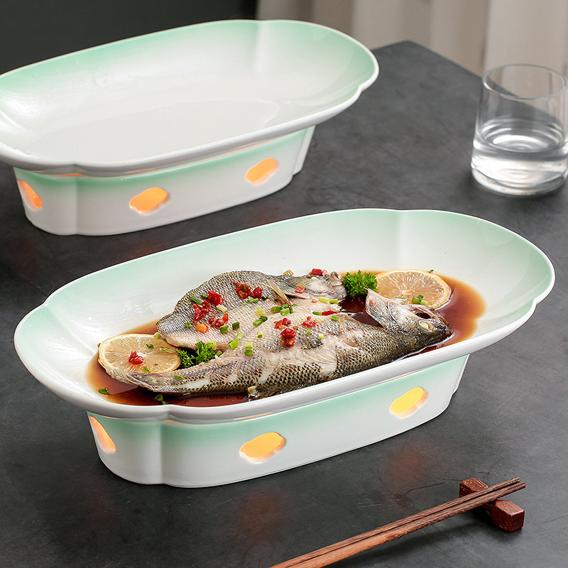 高典鱼盘陶瓷大众长方