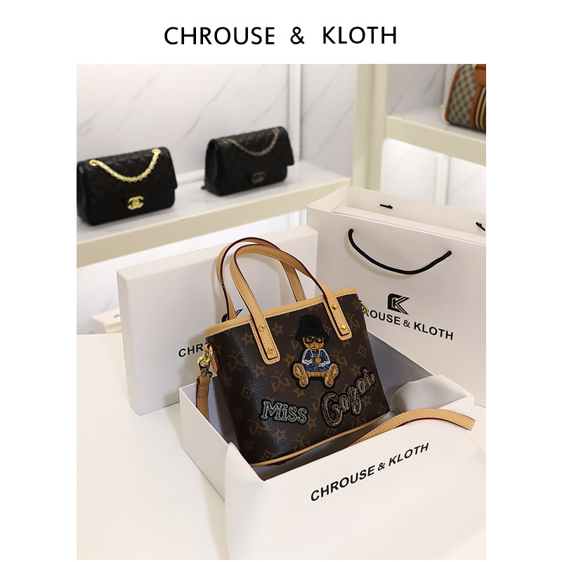 小&ck官方旗舰店包包女2022新款冬丹尼熊刺绣印花手提斜挎托特包