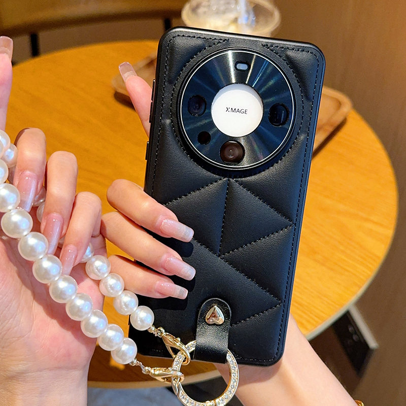 原装正品适用美国进口云朵素皮手提珍珠链条华为Pura70Ultra手机壳新款Mate60Pro+简约时尚P70全包防摔高端皮