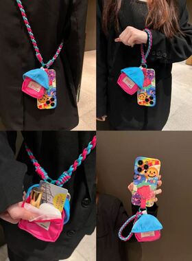 手机挂脖绳壳一体包苹果16ProMax手机壳iPhone15Pro女12软13斜跨4