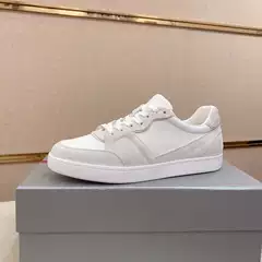 Men's Sneakers with Genuine Leather and Fabric Patchwork, Breathable and Comfortable, Classic White Shoes, Stylish and Sporty, Casual, Summer 2026, European Style