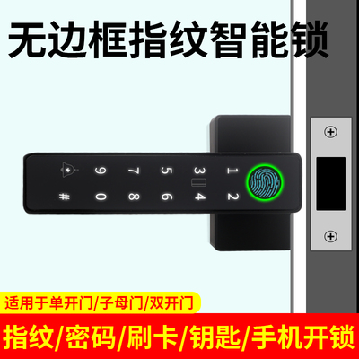 无边框玻璃指纹密码刷卡玻璃门锁