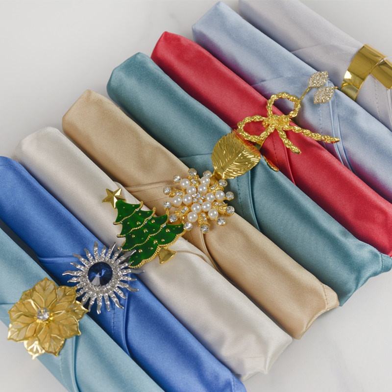 西餐餐巾高级感餐桌口布酒店专用餐巾布折花围脖子餐厅餐巾环扣