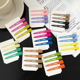 日系糖果色碎发无痕发夹侧边夏季 发卡化妆定位夹刘海鸭嘴夹子头饰